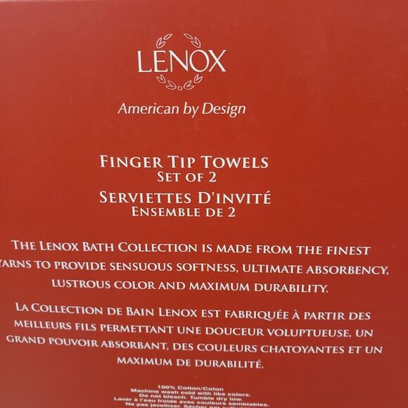 Lenox Christmas Ribbon & Holly 2pc Finger Tip Towel Set Holiday, Xmas Ivory - Picture 5 of 8